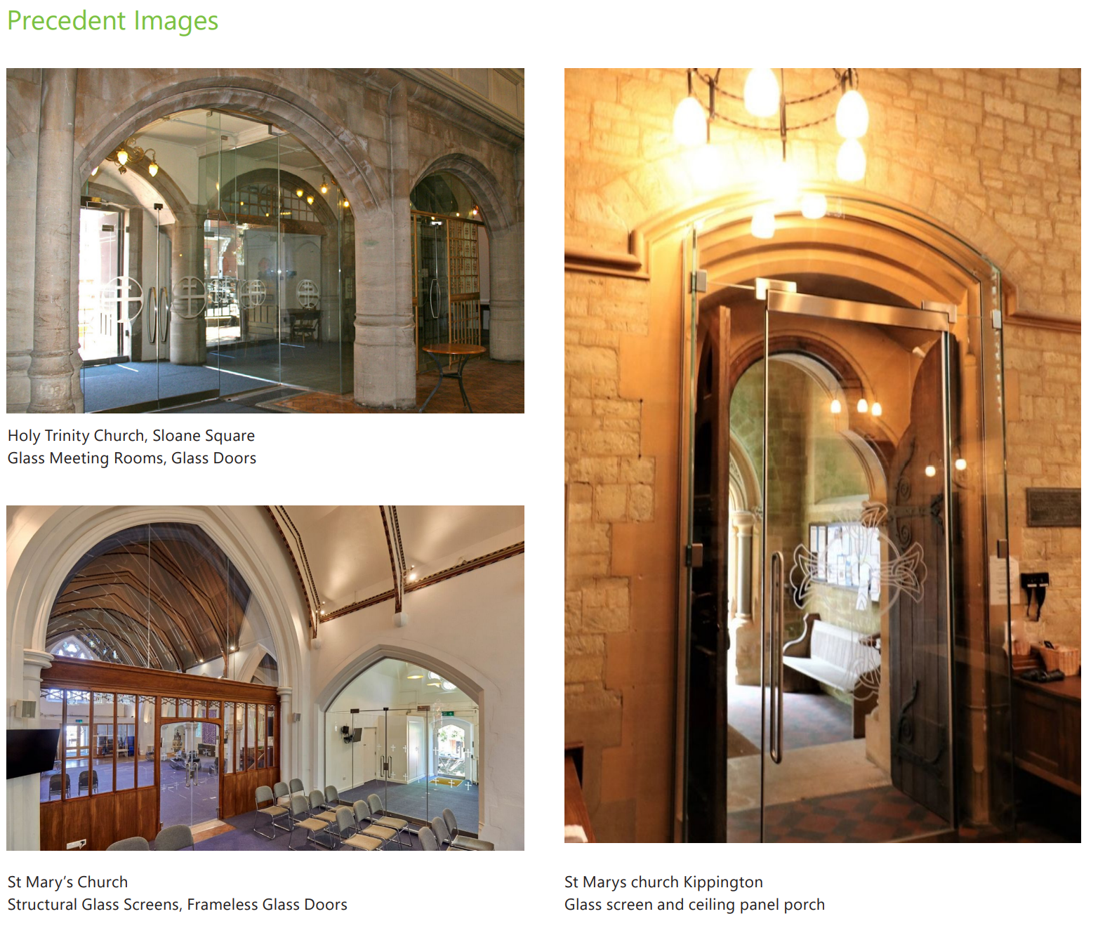 Images of other church's glass doors and partitions